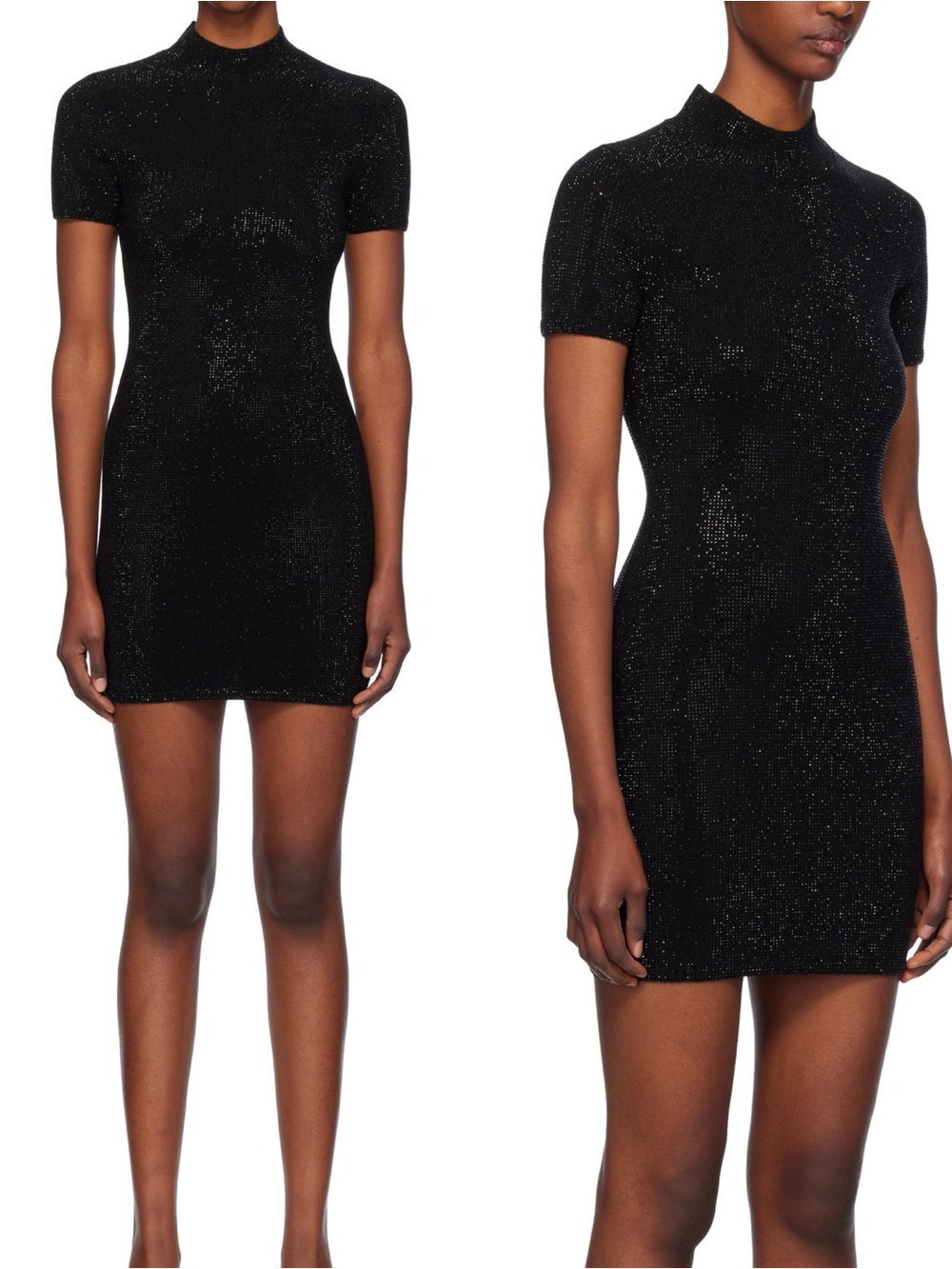 Like new Alexander Wang Black Wool Crystal Hotfix Minidress $995 S